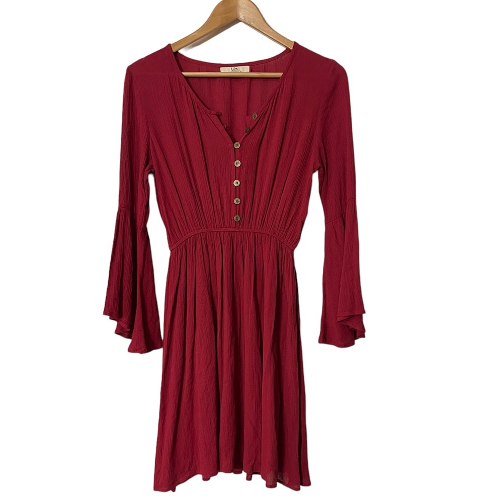 Ya Red Dress w/ Flare Sleeves Sz S
